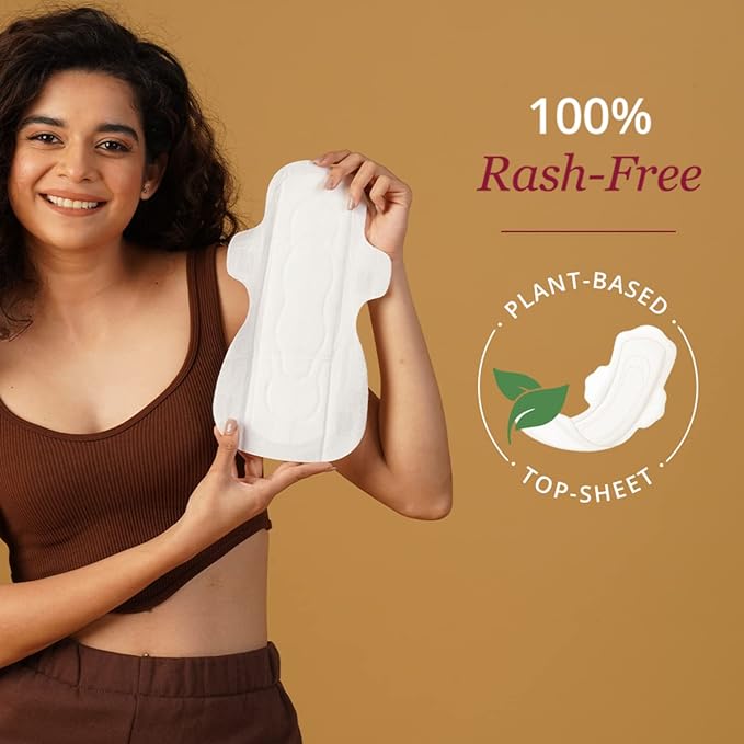 Carmesi Sanitary Pads Rash-Free Organic Large - 100% Certified By Gynecologist Natural Plant Based Top Sheet No Fragrance, No Chlorine - With Disposal Bags (Pack Of 30 Pads)