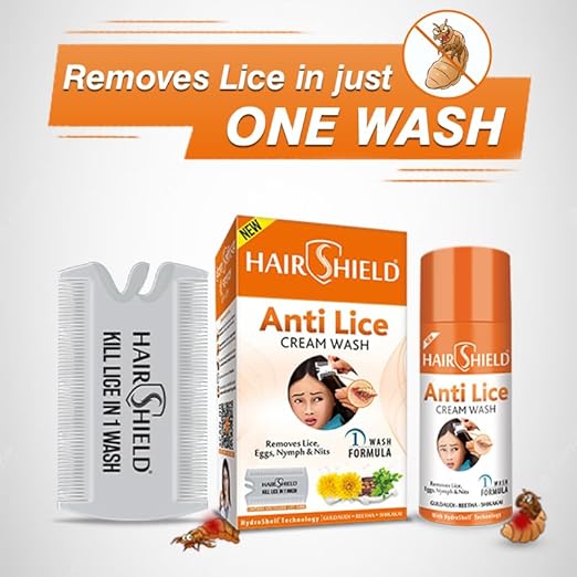 Hairshield Anti Lice Cream Wash 30ml Each (Pack Of 6) Free Head Lice Comb With Every Pack