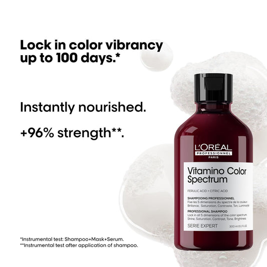 L'Oréal Professionnel Vitamino Color Spectrum Shampoo for all colored hair 300 ml | The first color-care technology with Ferulic acid + Citric acid| locks in day 1 color vibrancy.