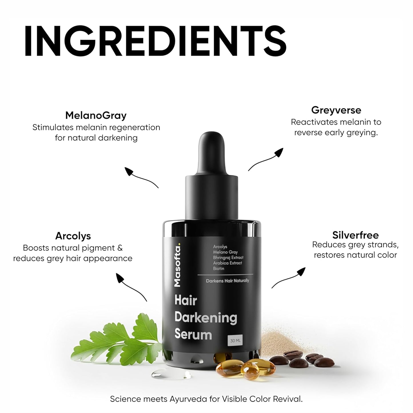 Masofta Anti Grey Hair Darkening Serum, 50 ml