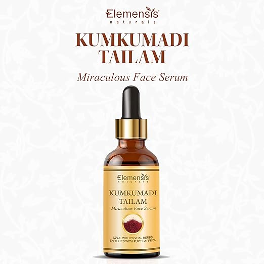 Elemensis Naturals Kumkumadi Tailam For Face Whitening & Brightening, Anti Aging Kumkumadi Oil Serum, Kumkumadi Face Oil For Glowing Skin, 20ml