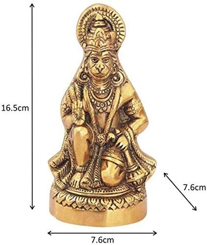 Prince Home Decor & Gifts Hanumanji Statue Sitting In Metal, Multicolour