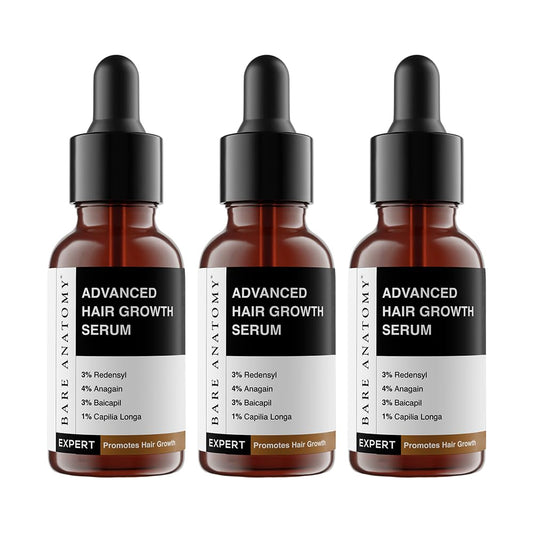 Bare Anatomy Advanced Hair Growth Serum | 3% Redensyl + 4% Anagain + 3% Baicapil + 1% Capilia Longa, Rosemary, Biotin & Rice Extract | Hair growth & Hair fall control serum for Women & Men | 30mL (Pack of 3)