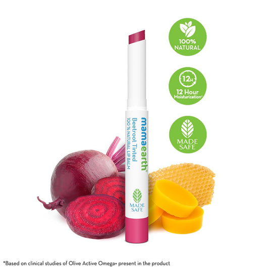 Mamaearth Beetroot Tinted 100% Natural Lip Balm with Beetroot & Beeswax - 2 g | | 12 Hr Moisturization | For Dry & Chapped Lips | Natural Pink Tint