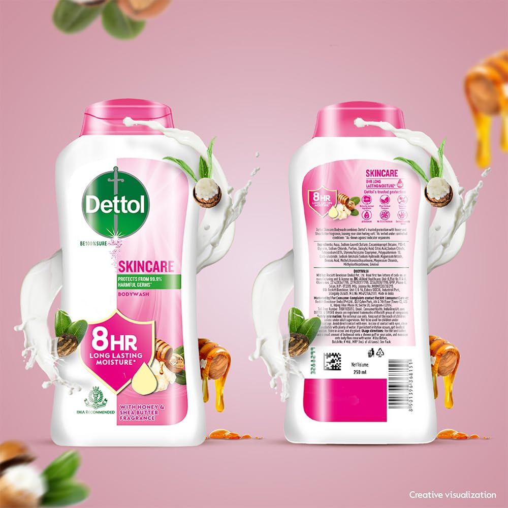 Dettol Skincare Body Wash and Shower Gel for Women and Men, 250ml