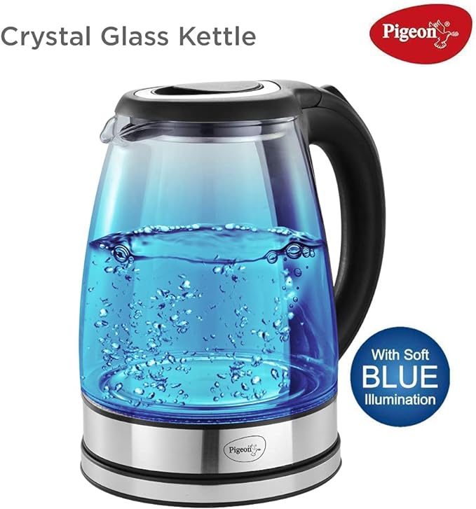 Pigeon By Stovekraft Crystal Glass Electric Kettle 1.8 Litre With Led Illumination, Heat Resistant Pyrex 1500 Watt