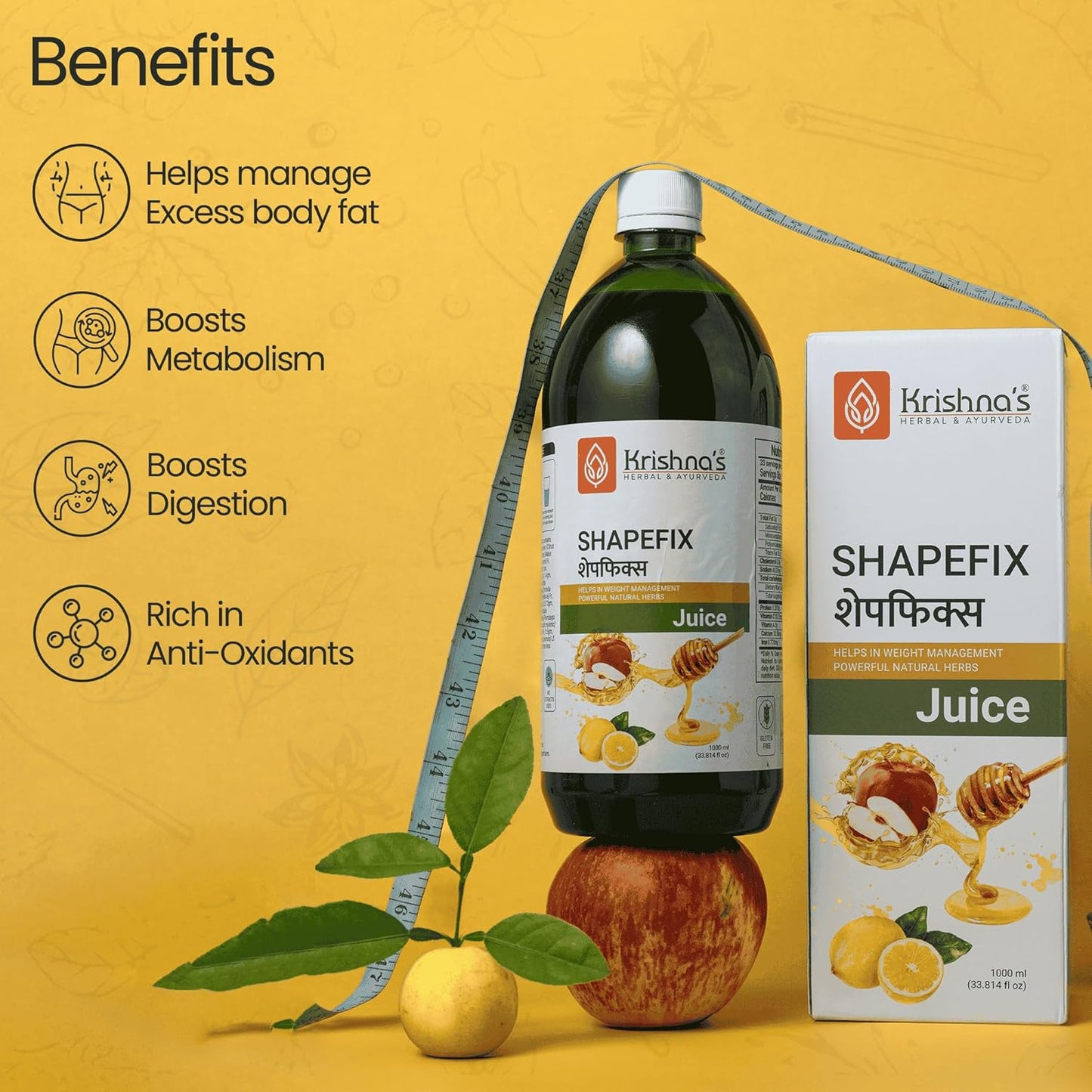 Krishna's Herbal & Ayurveda Herbal Shape fix Juice With Natural Herbs, Helps In Weight Management, 1000 ml