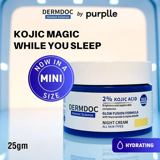 DERMDOC 2% Kojic Acid Glow Fusion Formula Night Cream with Niacinamide & Alpha Arbutin for Skin Brightening | Face Cream I Night Cream I I Glowing Skin 15g
