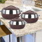 Milton Fiesta Insulated Casserole (Brown, Set Of 3, Inner Stainless Steel), 450 ml