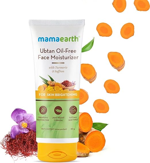 Mamaearth Ubtan Oil-Free Face Moisturizer with Turmeric & Saffron for Skin Brightening - 80 ml