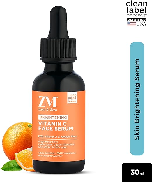 ZM Zayn & Myza Brite Me Up Vitamin C Face Serum | With Kakadu plum and most stable Vitamin C | For normal, combination, dry and sensitive skin| Reduces Blemishes, pigmentation