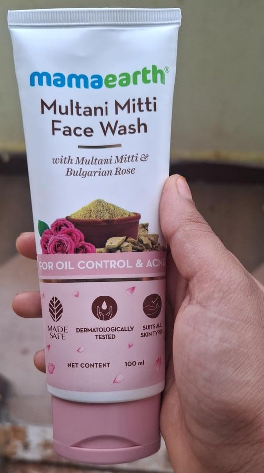 Mamaearth Multani Mitti Face Wash with Multani Mitti & Bulgarian Rose For Oil Control & Acne | Suits All Skin Types | Hydrating & Gentle | Paraben-Free | No Silicones | Sulphate-Free | For Men & Women | 100 ml