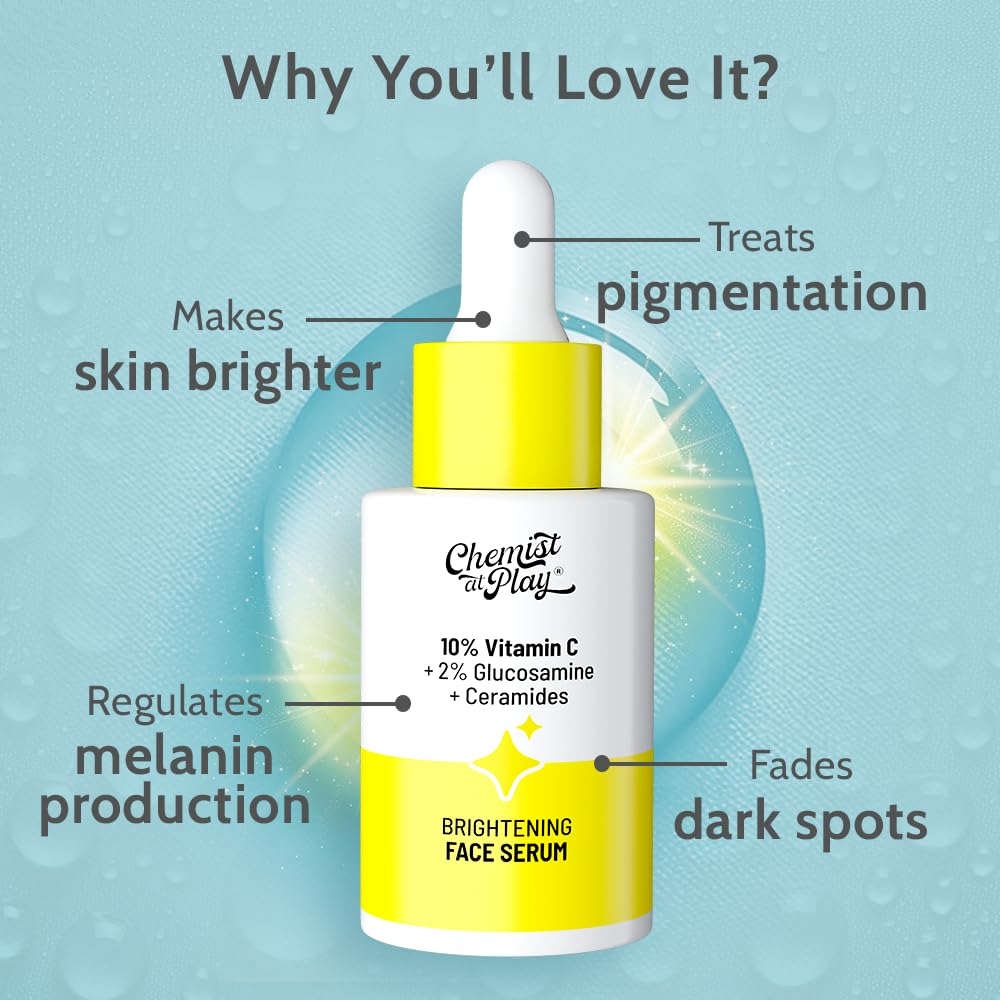 Chemist At Play 10% Vitamin C Face Serum, Brightens & Gives Glow , 30 ml