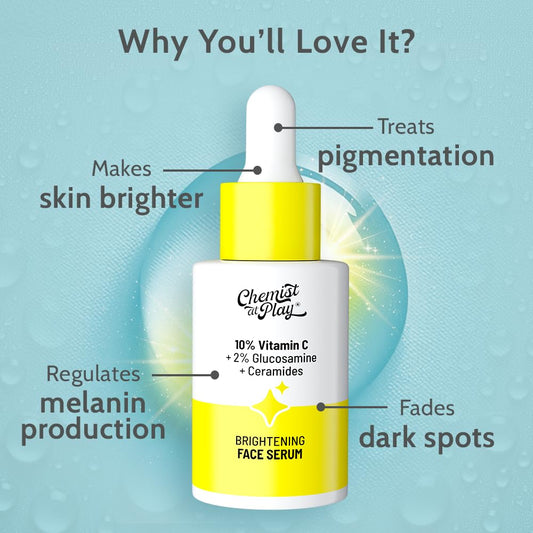 Chemist At Play 10% Vitamin C Face Serum, Brightens & Gives Glow , 30 ml