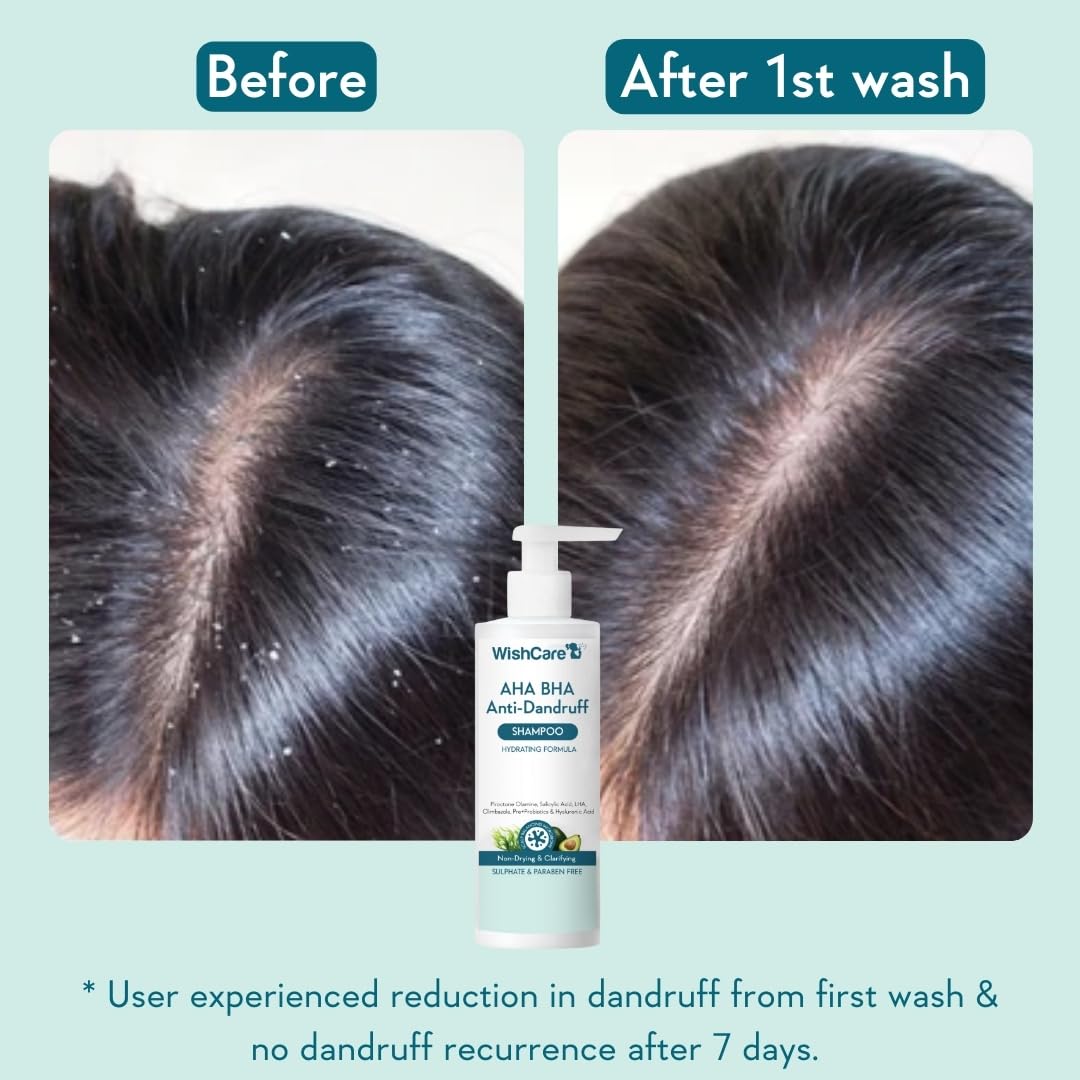 WishCare Hydrating AHA BHA Anti Dandruff Shampoo, 250 ml