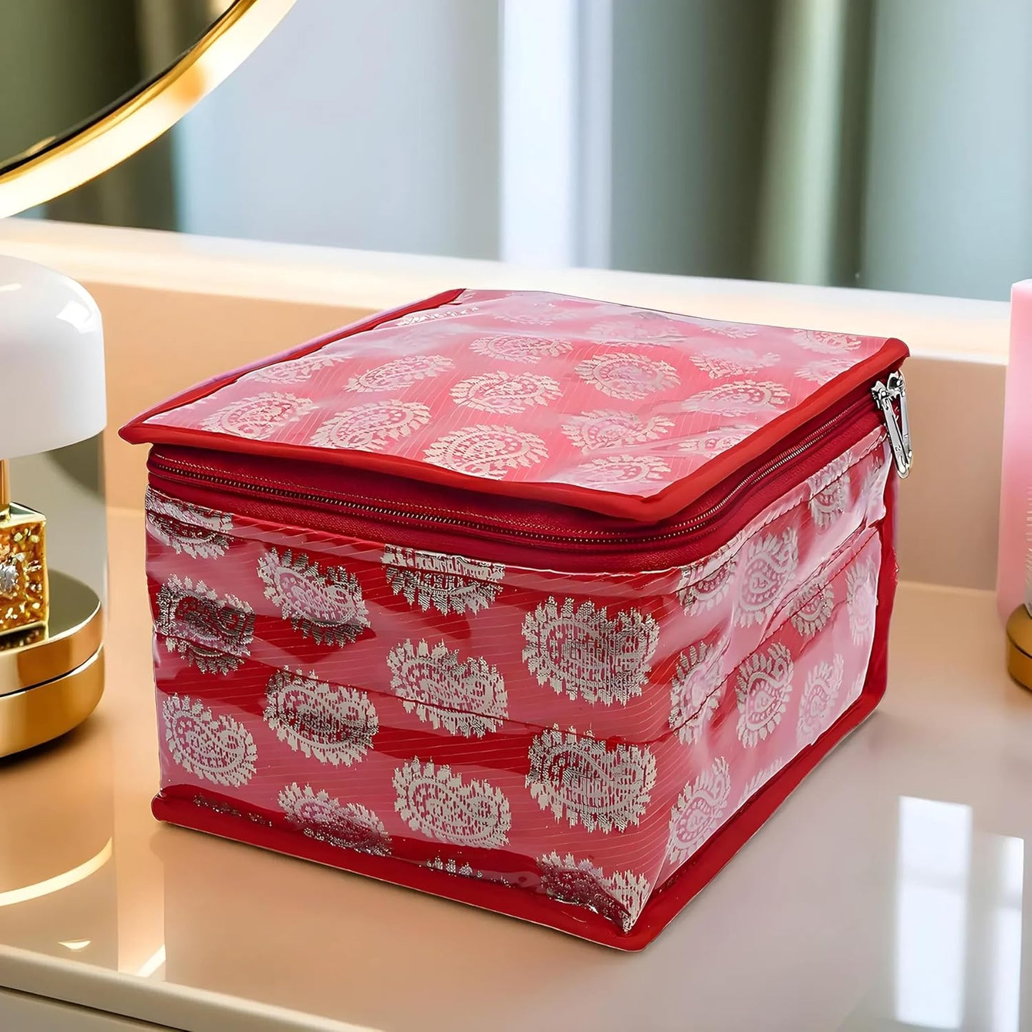 Kuber Industries Brocade Jewellery kit with 10 Pouch