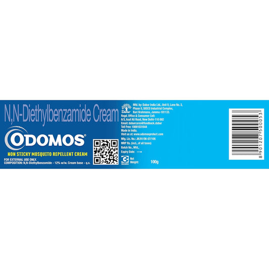 Odomos Non-Sticky Mosquito Repellent Cream With Vitamin E & Almond - 100 Gm
