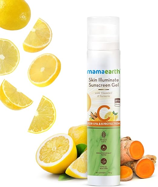 Mamaearth Skin Illuminate Sunscreen with SPF 50 Gel with Vitamin C & Turmeric for UVA & B Protection, Pa+++ - 50 g