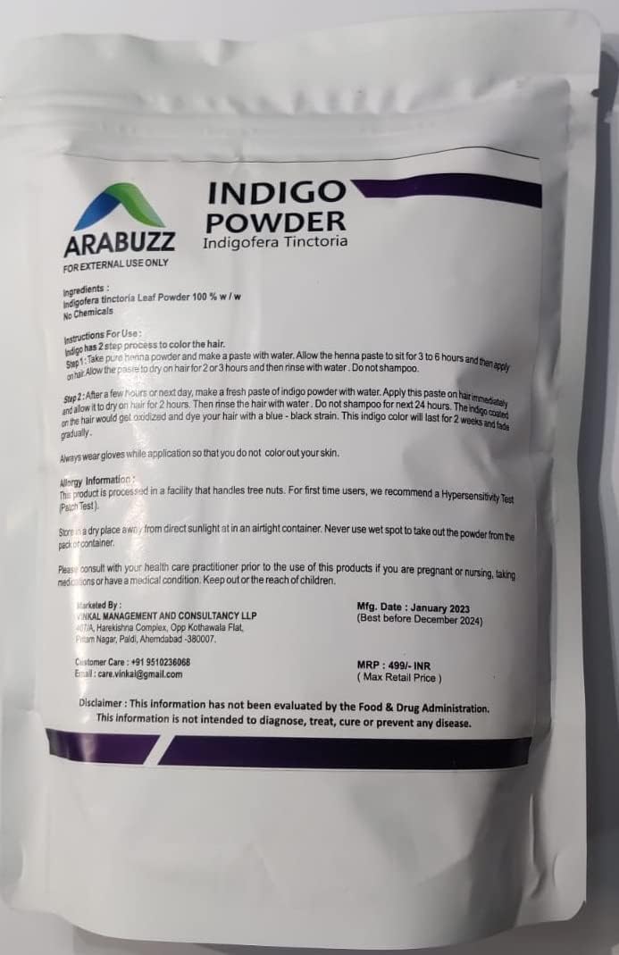 Arabuzz Indigo Powder 250 Gram / 8.81 oz / 0.55 LB | 100% Pure - No Preservatives & No Coloring Agents