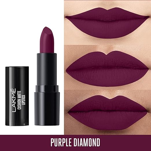 Lakme Cushion Matte Lipstick, Purple Diamond, 4.5g (Matte)