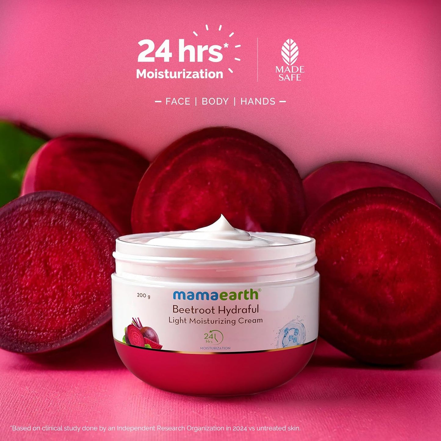Mamaearth Beetroot Hydraful Light Moisturizing Cream With Beetroot & Hyaluronic Acid|For Hydrated Pink Glow|For Face, Hand & Body|200 G