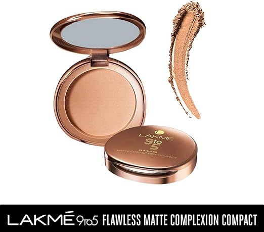 Lakme 9 To 5 Flawless Matte Complexion Compact, Almond, 8g