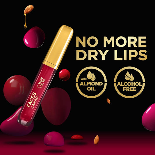 FACES CANADA Comfy Matte Liquid Lipstick - Roses For You 26, 3.8 ml | Comfortable 10HR Longstay | Intense Matte Color