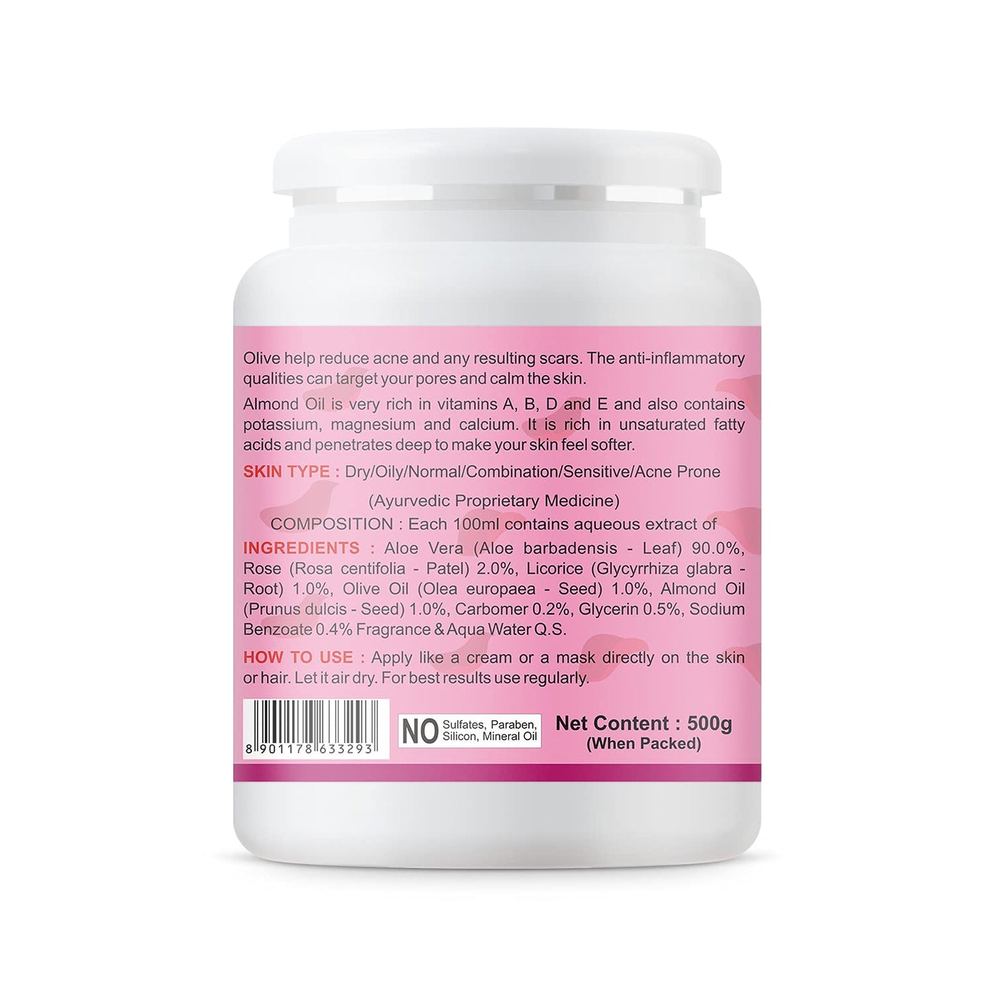 KAZIMA Aloe Rose Gel for Face and Body, 1kg