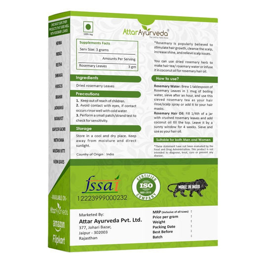 Attar Ayurveda Natural Rosemary leaves for Hair growth 100 grams | 100% Natural, Preservative free
