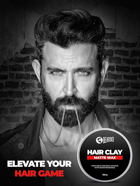 Beardo Hair Clay Wax for Men, 100 gm | Styling Wax | Volumizing | Strong Hold | Restylable |Matte Finish | Easy to Wash Off