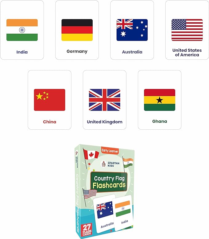 SPARTAN KIDS® World Country Flags Flash Cards for Kids