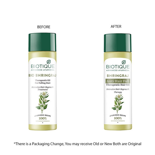 Biotique Bio Bhringraj Therapeutic Hair Oil for Falling Hair | Intensive Hair Regrowth Treatment | Nourishing Hair Follicles| Strong and Shiny Hair| For All Skin Types| 200m