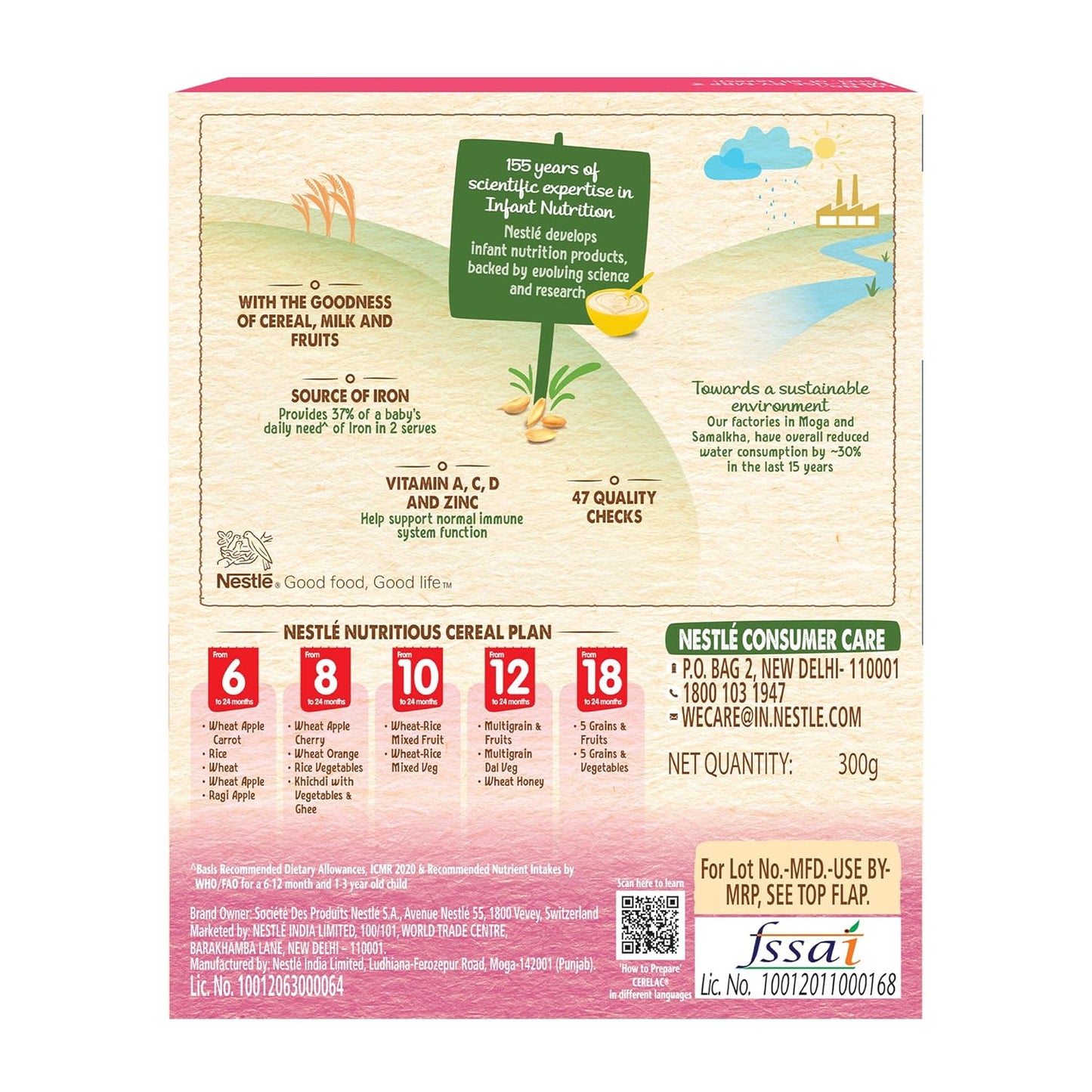 Nestle Cerelac Baby Food Cereal, Wheat Rice Mixed Fruit for 10 to 24 Months Baby, Source of Iron & Protein for Babies, 300 gm