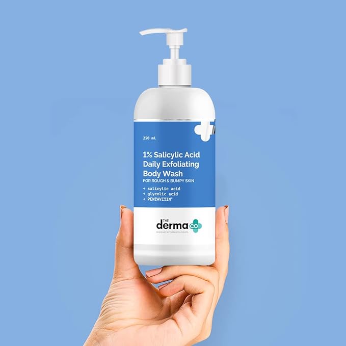 The Derma Co 1% Salicylic Acid Daily Exfoliating Body Wash To Prevent Body ACNE & Cleanse Skin, with Salicylic Acid, Glycolic Acid & Pentavitin - 250 ml