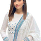 AESTHETIC PARADIGM Rayon Printed White Anarkali with Dupatta Kurti for Women