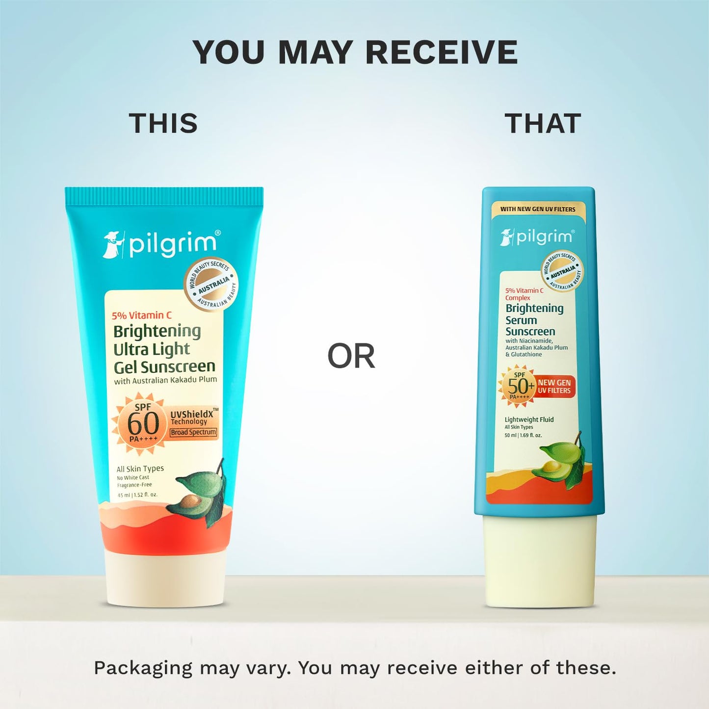 Pilgrim 5% Vitamin C Brightening Ultra Light Gel Sunscreen SPF 60 PA++++, 45 ml