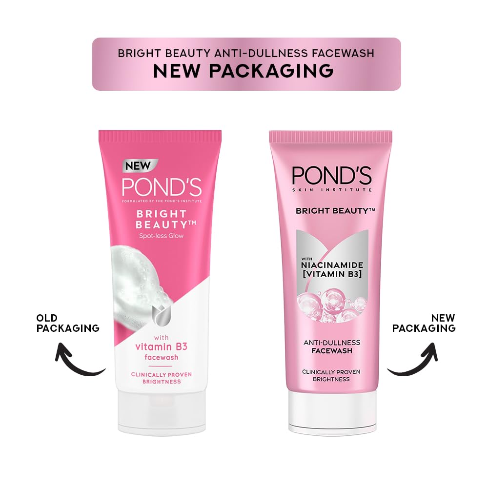 POND'S Bright Beauty Spot-less Glow Face Wash With Vitamins Removes Dead Skin Cells & Dark Spots Double Brightness Action - 200g