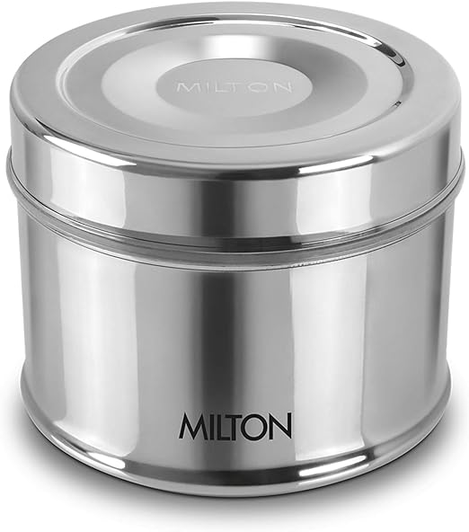 Milton Steel Snack Stainless Steel Tiffin, 800 ml, Steel Plain