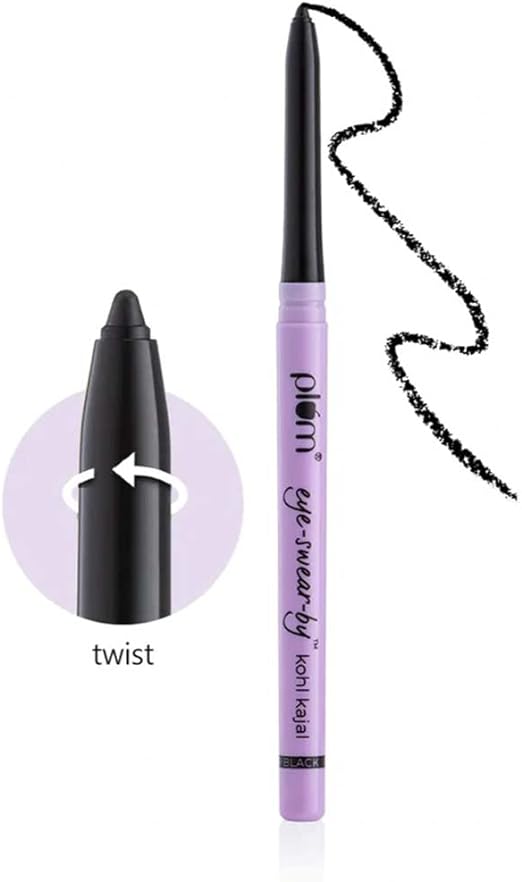 Plum Eye-Swear-By Kohl Kajal - Deep Black | Creamy Smooth Kajal Smudge Proof Water-Proof Eyeliner Makeup 100% Vegan & Cruelty Free