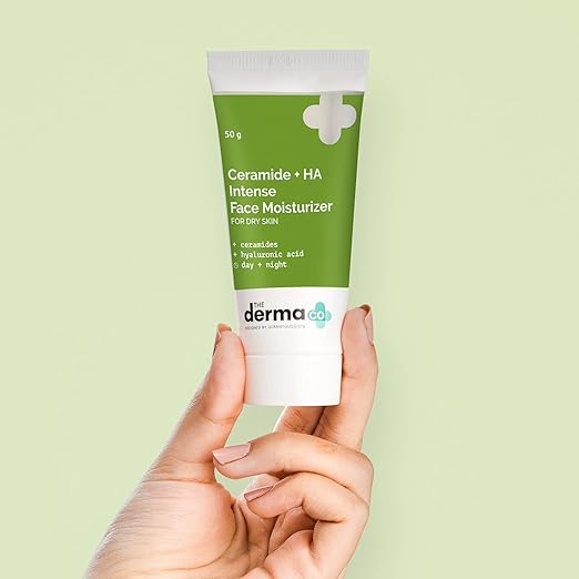 The Derma Co Ceramide + HA Intense Moisturizer with Hyaluronic Acid for Dry Skin Repairs Dry & Dull Skin | Locks In Moisture