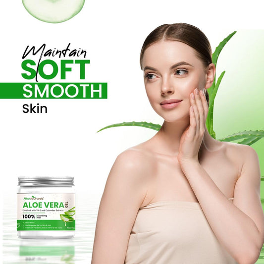 Attar Ayurveda Natural Aloe vera gel for Face, Skin & Hair (200 ml) | With Vit-E and Cucumber extracts