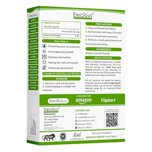 Elecious 100% Brahmi powder for Hair growth (200 grams) and Eating | 100% Natural, No preservative