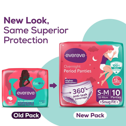Evereve Period Panty For Girls & Women, (S-M), 10 Pcs