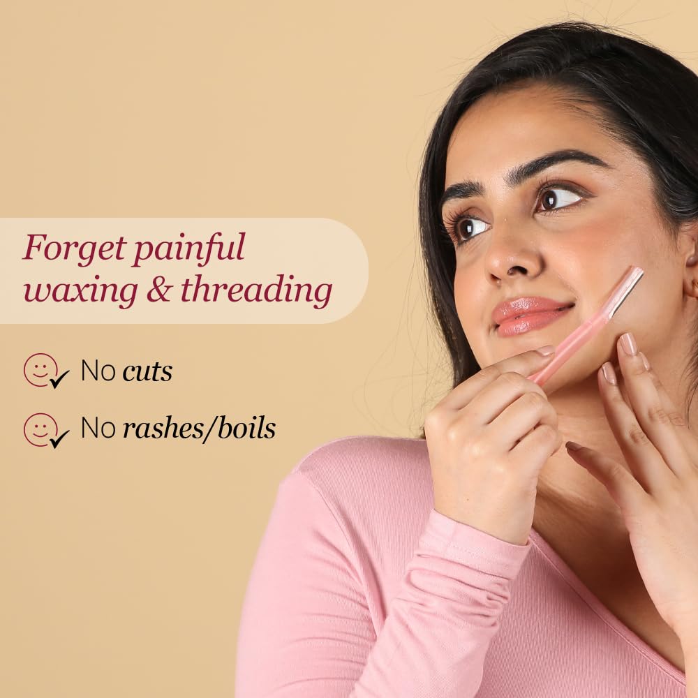 Carmesi Reusable Face Razor for Women Facial Hair- 3 Razors | Instant & Painless Hair Removal Pack of 2