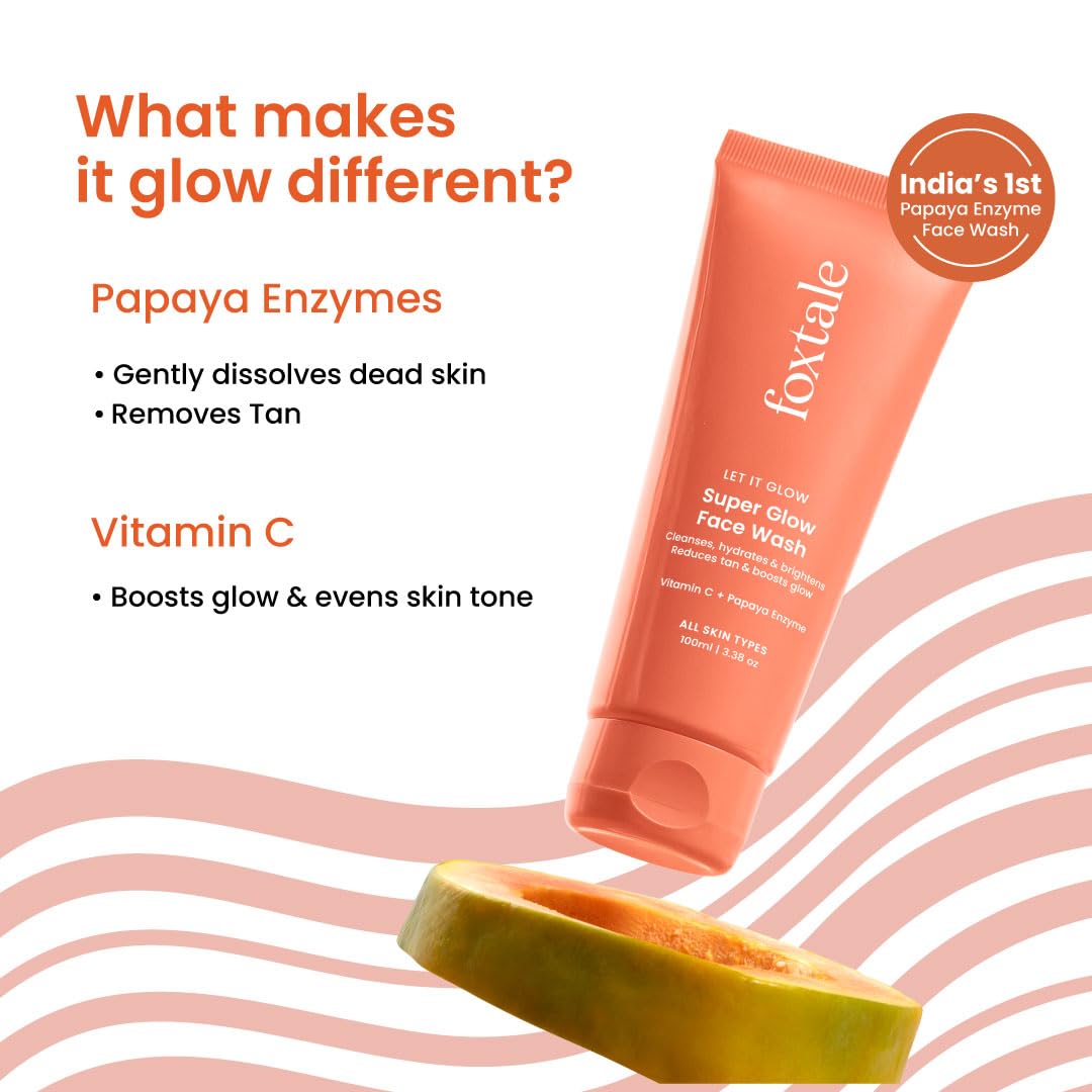 Foxtale Vitamin C Super Glow Face Wash with Papaya enzyme , 100 ml