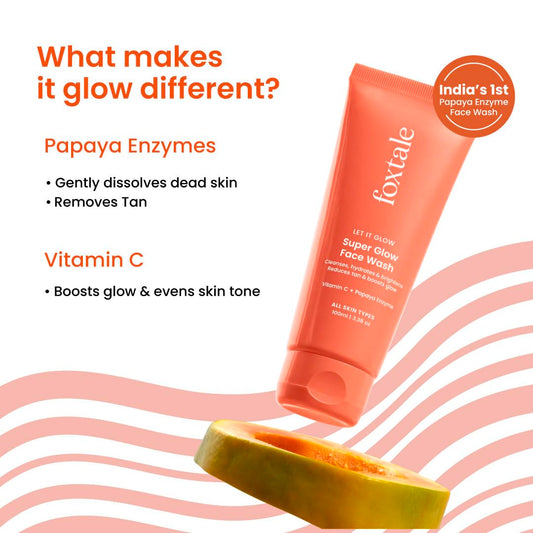 Foxtale Vitamin C Super Glow Face Wash with Papaya enzyme , 100 ml