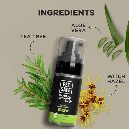 PEESAFE Natural Intimate Wash for Men | Tea Tree Essential Oil | Ayurvedic | Mens Intimate Wash | Men Genital Wash | Mens Ball wash | Men's Intimate wash 100ml