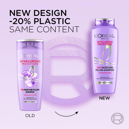 Loreal Paris  72H Moisture Filling Shampoo, With Hyaluronic Acid, 340 ml