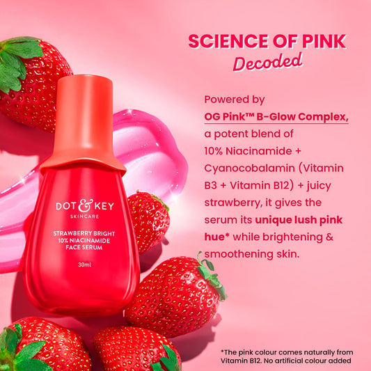Dot & Key 10% Niacinamide + Strawberry Face Serum with Vitamin B12 & Hyaluronic Acid, 30 ml