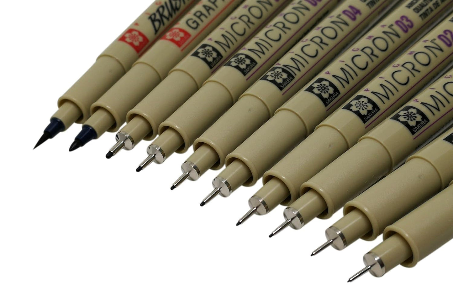 Sakura Pigma Micron 10 Fineliner pens Black Archival Ink Artist Drawing Sketch pens (003, 005, 01, 02, 03, 04, 05, 08), Graphic 1 & Brush Pen Set